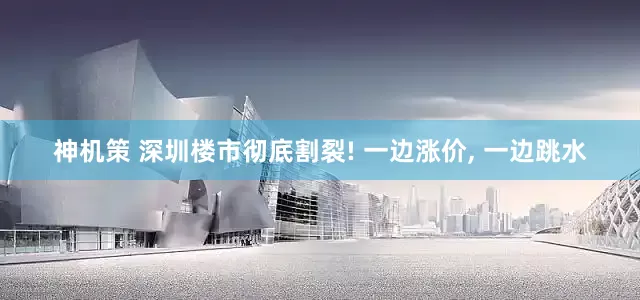神机策 深圳楼市彻底割裂! 一边涨价, 一边跳水